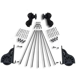 20" Wide Hardware Kit for Rolling Library Ladders, Hook Style, Black, QG5002008