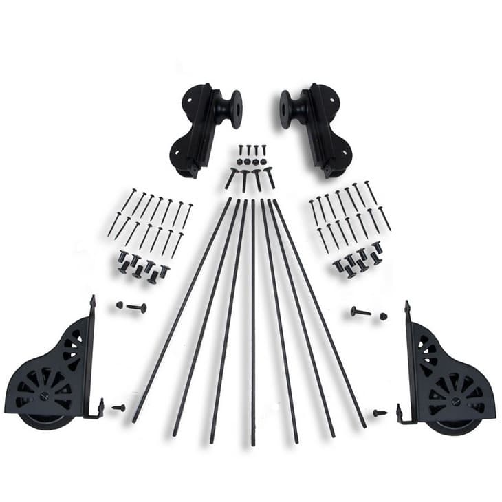 20" Wide Hardware Kit for Rolling Library Ladders, Hook Style, Black, QG5002008