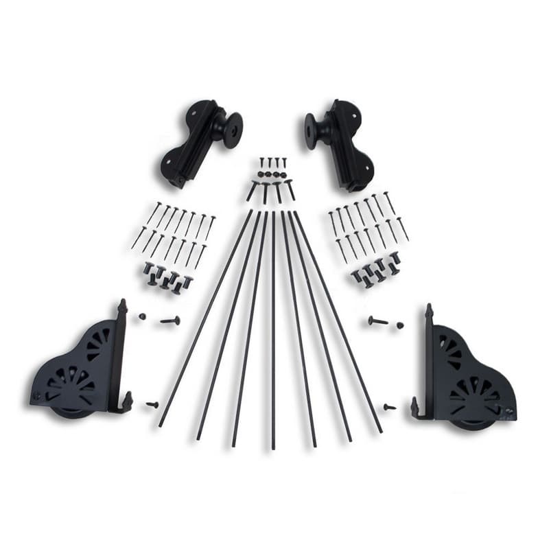 Quiet Glide 20" Rolling Hook Library Ladder Hardware Kit with Brake, Black, QG.510-20.08