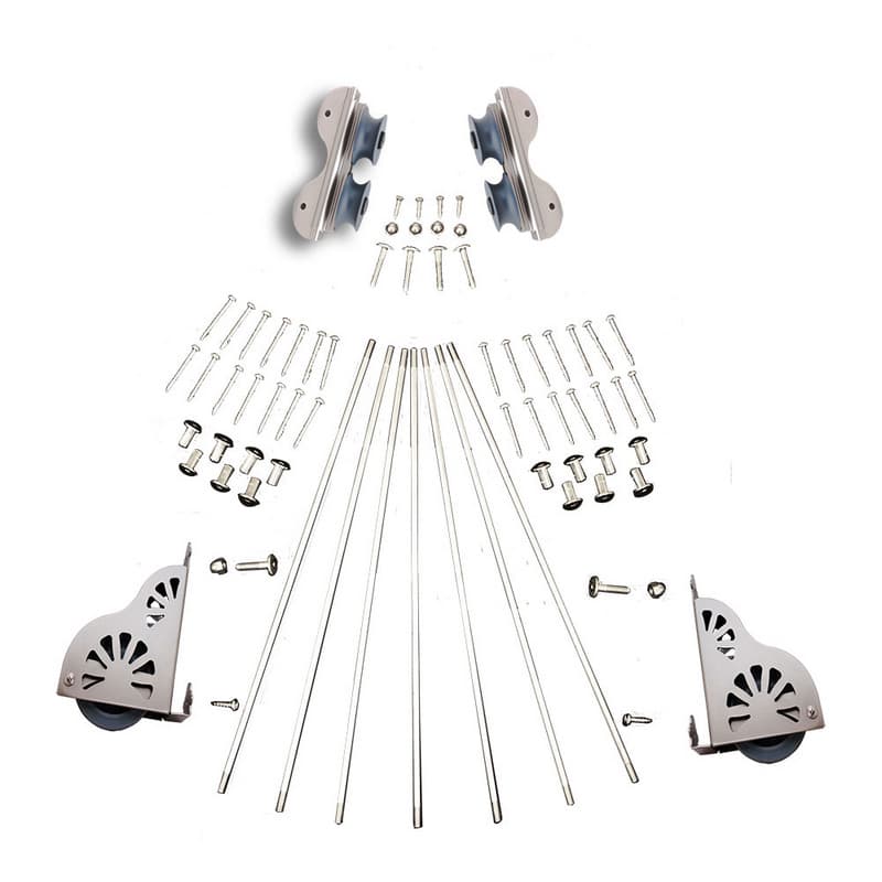 Quiet Glide 20" Rolling Library Ladder Hardware Kit with Brake, Satin Nickel, QG.210-20.02
