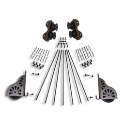 20" Wide Hardware Kit with Brake for Rolling Library Ladders, Hammered Antique Brass, QG2102003