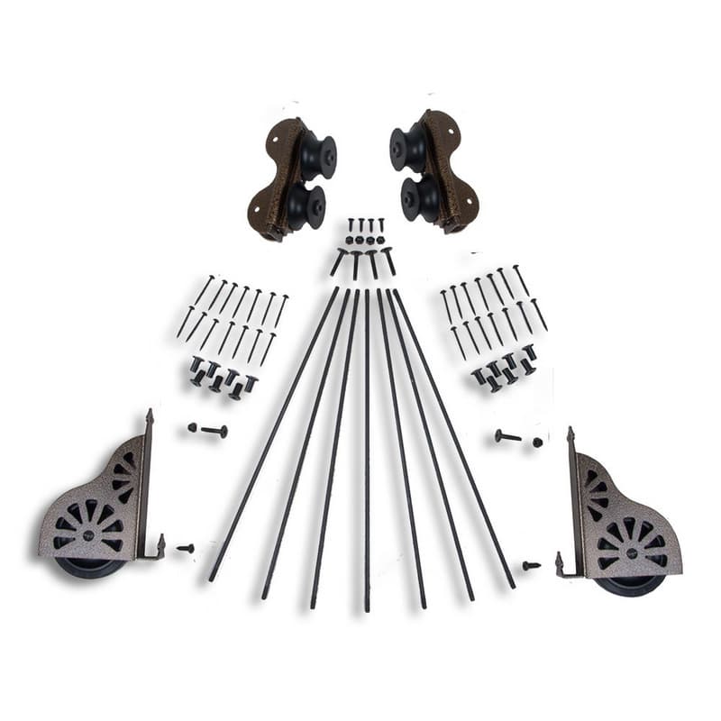 Quiet Glide 20" Rolling Library Ladder Hardware Kit with Brake, Hammered Antique Brass, QG.210-20.03