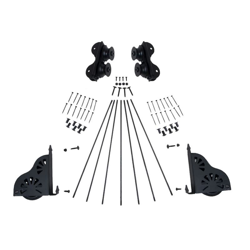 Quiet Glide 20" Rolling Library Ladder Hardware Kit with Brake, Black, QG.210-20.08