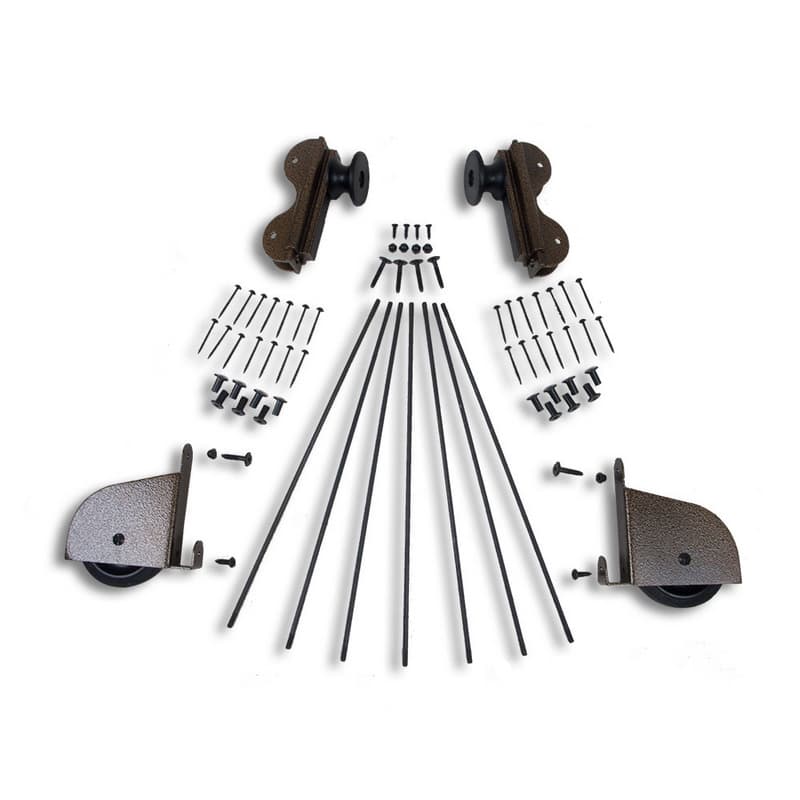 Quiet Glide 20" Rolling Hook Library Ladder Hardware Kit with Contemporary Wheels, Hammered Antique Brass, QG.520-20.03