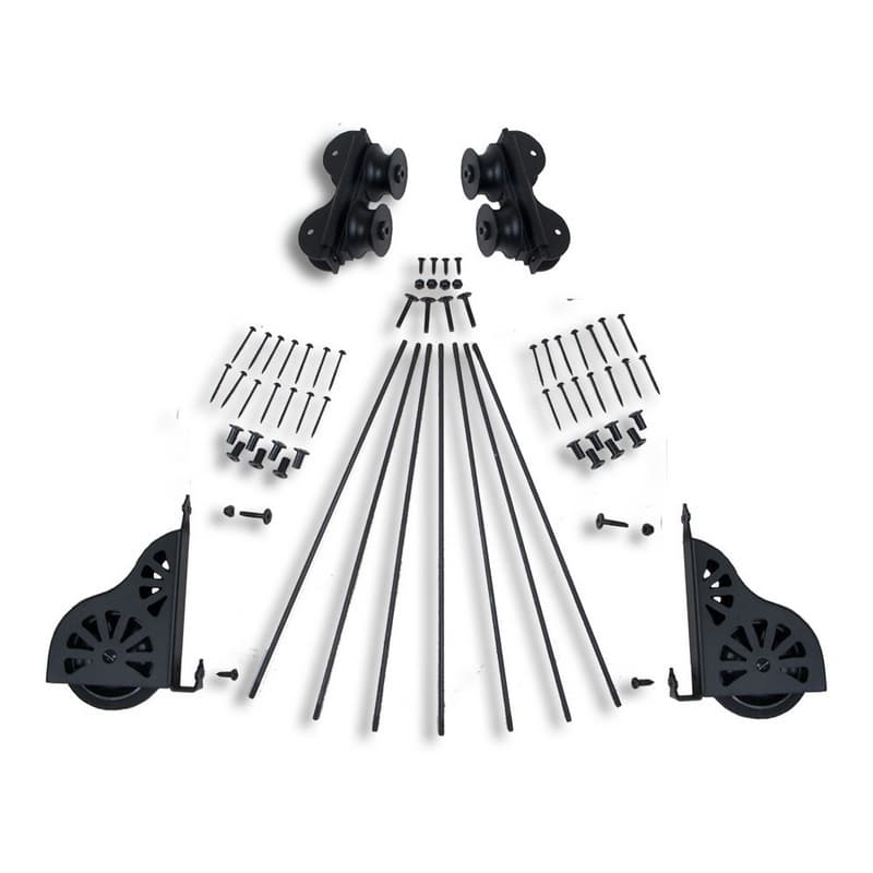 Quiet Glide 20" Wide Hardware Kit for Rolling Library Ladders, Black, QG2002008