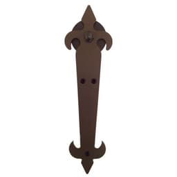 Fleur-Di-Lis Style non-Forged Strap with Roller for Rolling Barn Doors, Black
