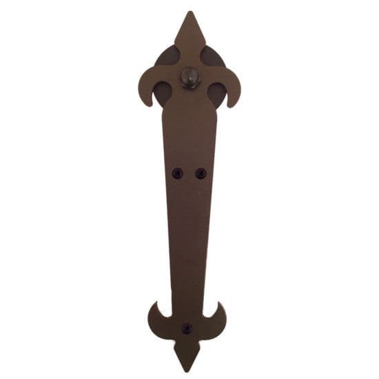 Fleur-Di-Lis Style non-Forged Strap with Roller for Rolling Barn Doors, Black