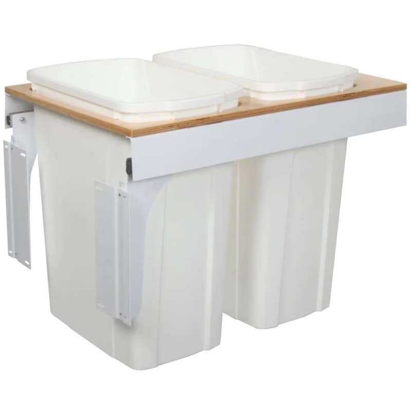 Knape and Vogt TSC 17-1/2" Birch 2-35 Quart Top-Mount Waste Pullout with Platinum Bins and Soft-Close Slides, TSC18-2-35PT