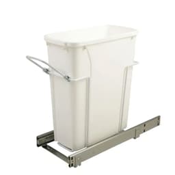 Knape and Vogt SCB Series 9-5/8"Wx18-13/16"H Single White Bin 35 quart Bottom Mount Waste Container Pullout with Soft-close Full extension Slides, - SCB10-1-35WH