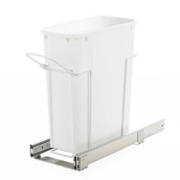 Knape and Vogt SBM Series 8"Wx17-5/16"H Single White Bin 20 quart Bottom Mount Waste Container Pullout with Standard Full extension Slides, - SBM9-1-20WH