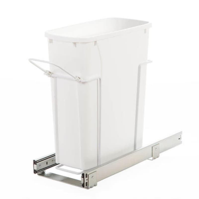 Knape and Vogt SBM 9-5/8" White Bottom Mount Waste Pullout with 1-35 Quart White Bin Standard, SBM10-1-35WH