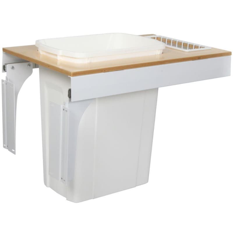 Knape and Vogt TSC 14-1/2" Birch 1-50 Quart Top-Mount Waste Pullout with White Bin and Soft-Close Slides, TSC15-1-50WH