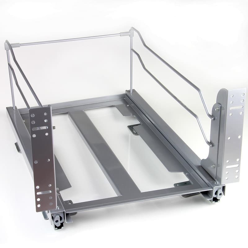 Rev-A-Shelf Pull Out Carriage 14-3/4" Silver Metallic Bottom Mount Waste Pullout with 2-50 Quart Bins Soft-Close, 53WCF-217SC-48