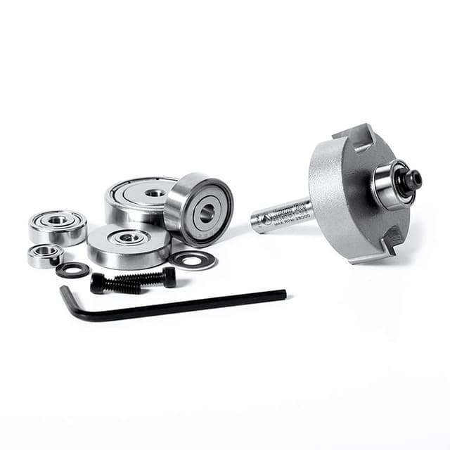 Amana Multi Rabbet Set Carbide Tip Profiling Router Bit with Bottom Mount Ball Bearing Guide