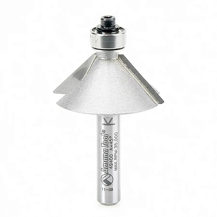 1-1/4" x 2" Chamfer Router Bit, 2-Flute, 1/4" Shank