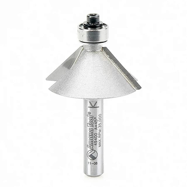 Amana Edge Forming Chamfer Profiling Router Bit with Ball Bearing Guide