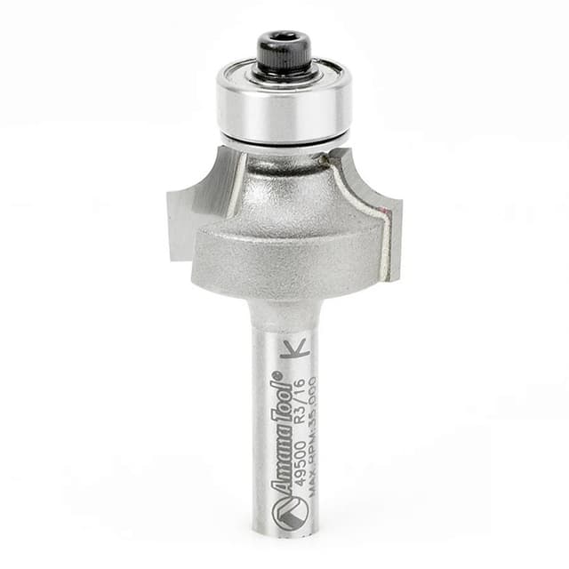Amana Roundover Carbide Tip Profiling Router Bit with Bottom Mount Ball Bearing Guide, 49500