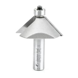 Edge Forming Chamfer Carbide Tip Bit with Bottom Mount Ball Bearing Guide 2 Flute 1/2"" Shank Amana Tool 49404