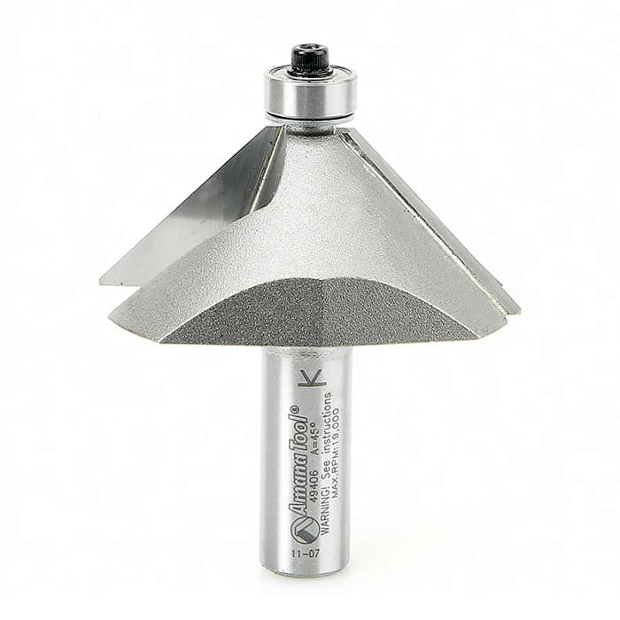 2-3/8" x 2-7/8" Chamfer Router Bit, 2-Flute, 1/2" Shank