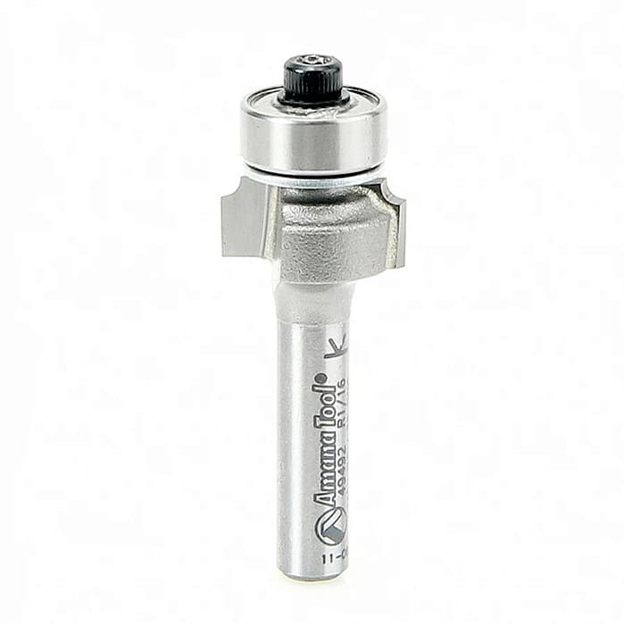 1-3/4" x 1/16" Radius Corner Rounding Bit with Ball Bearing Guide, 2-Flute, 1/4" Shank