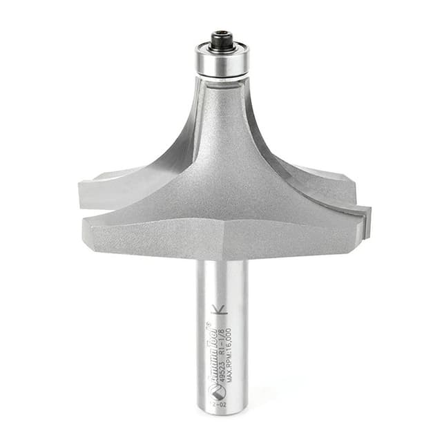 Amana Roundover Carbide Tip Profiling Router Bit with Bottom Mount Ball Bearing Guide, 49523