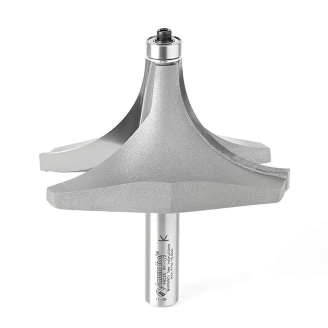 Amana Roundover Carbide Tip Profiling Router Bit with Bottom Mount Ball Bearing Guide, 49526