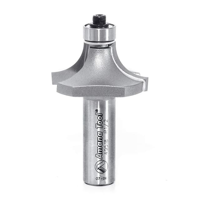 Amana Edge Forming Roundover Carbide Tip Profiling Router Bit with Bottom Mount Ball Bearing Guide, 49518