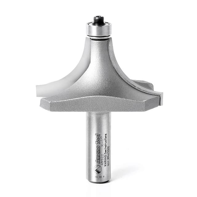 Amana Roundover Carbide Tip Profiling Router Bit with Bottom Mount Ball Bearing Guide, 49522