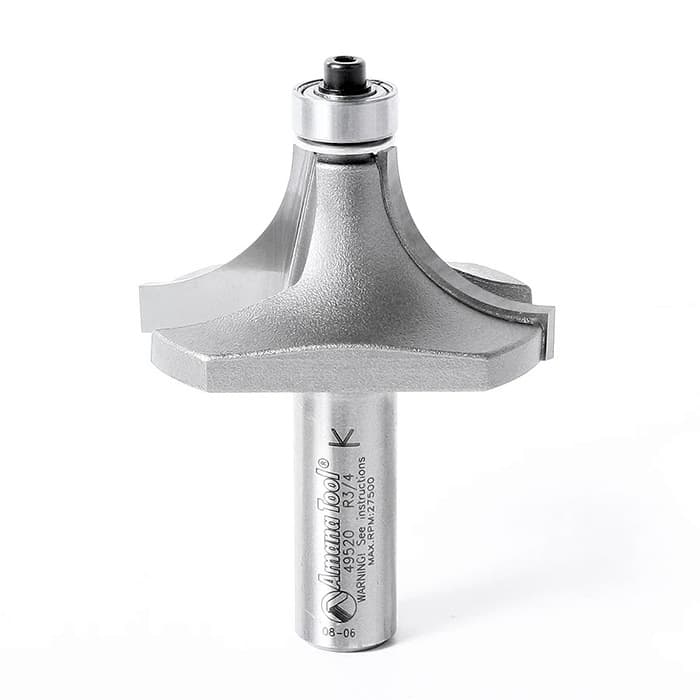 2-7/8" x 3/4" Radius Corner Rounding Bit with Ball Bearing Guide, 2-Flute, 1/2" Shank