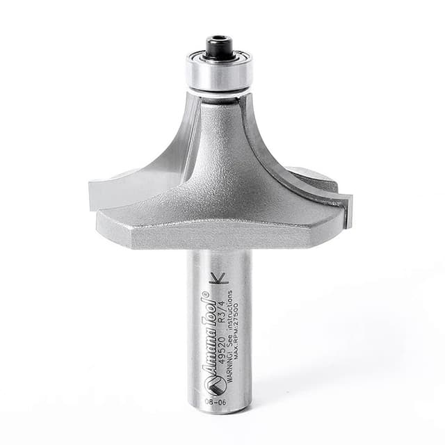 Amana Edge Forming Roundover Carbide Tip Profiling Router Bit with Bottom Mount Ball Bearing Guide