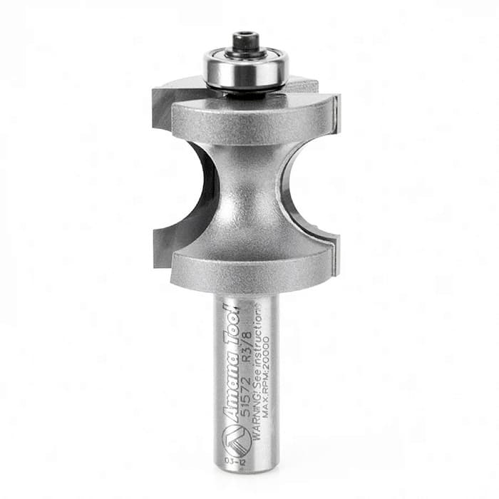 Edge Forming Bullnose with Ball Bearing Guide 2-Flute, 1-3/8" Diameter, 1/2" Shank, 3-1/4" Length