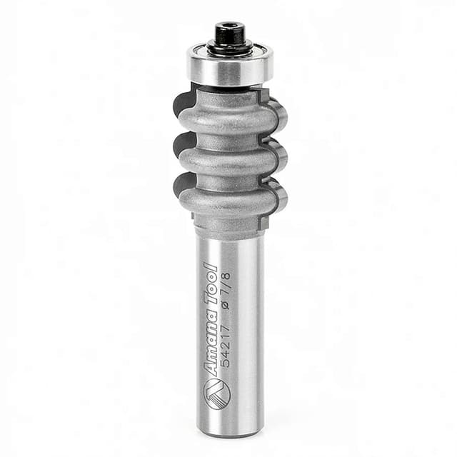 Amana Triple Beading Fluting Carbide Tip Profiling Router Bits with Bottom Mount Ball Bearing Guide
