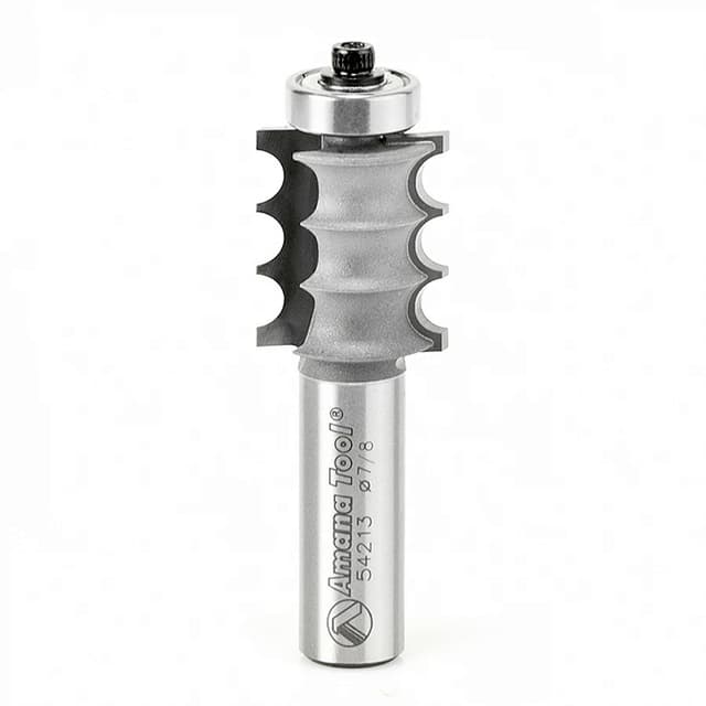 Amana Triple Beading/Fluting Carbide Tip Profiling Router Bits with Bottom Mount Ball Bearing Guide