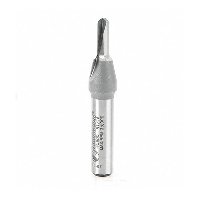 1/8" x 1-3/4" x 1/16" Radius Core Box Router Bit, 2-Flute, 1/4" Shank