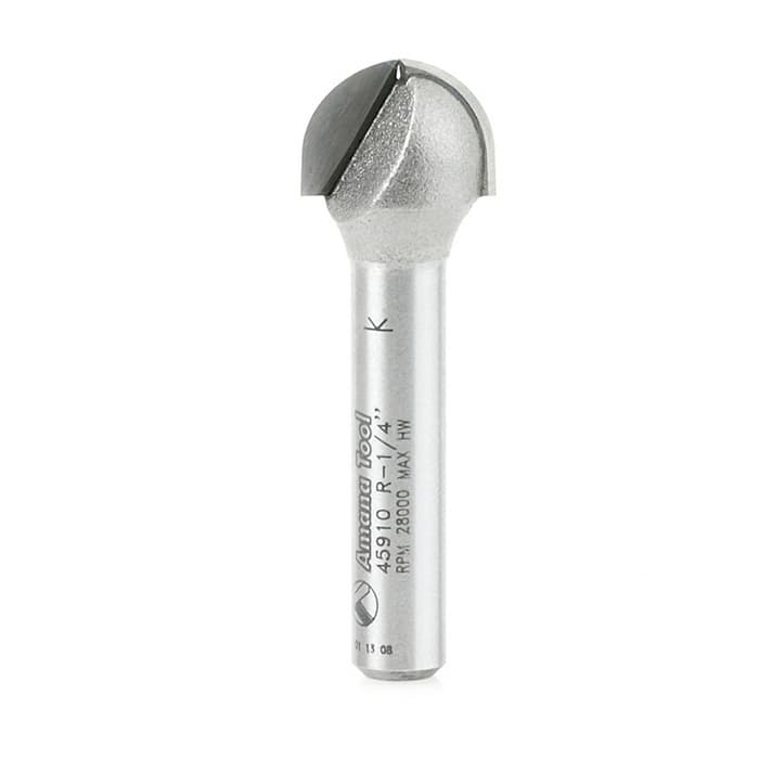 1/2" x 1-1/2" x 1/4" Radius Core Box Router Bit, 1/4" Shank