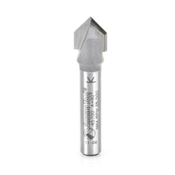 Amana Tool 45708 Carbide Tipped V-Groove 90 Deg x 1/2" Dia x 1/4" x 1/2" Shank Router Bit