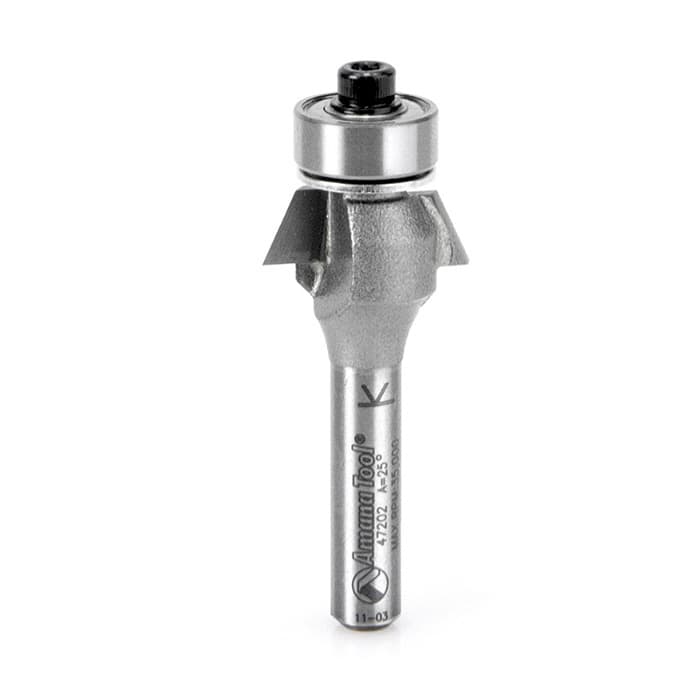 3/4" x 25˚ Bevel Laminate Trim Bit, 2-Flute, 1/4" Shank