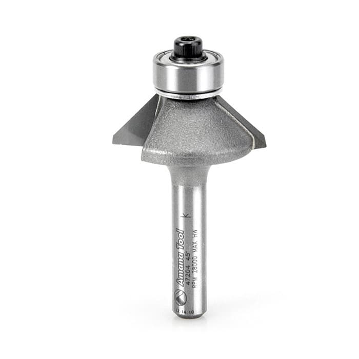 1-1/16" x 45˚ Bevel Laminate Trim Bit, 2-Flute, 1/4" Shank