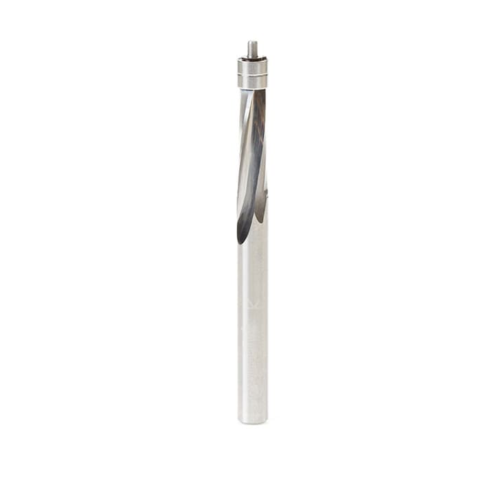 1/4" x 3" Plastic Spiral Flush Trim Bit with Double Ball Bearing, 1/4" Shank