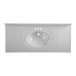 Wolf Cabinets Top Vanity, Cultured Marble Right End Splash, Cotton White 19"