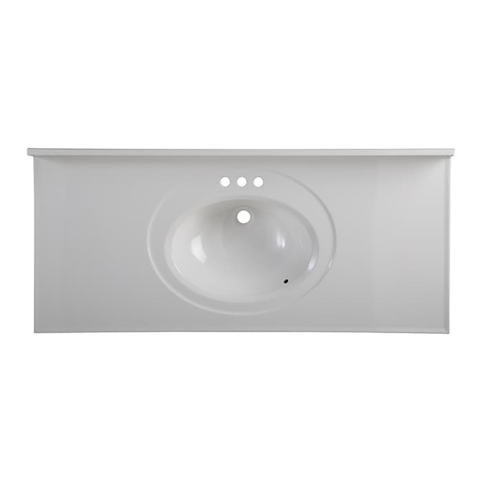 22" Top Vanity, Cultured Marble Single Recessed Oval Bowl, 31" Length Cotton White