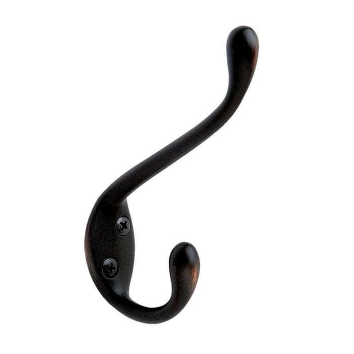 Amerock Noble Double Prong Coat and Hat Hook 4-7/16" (113mm) Long Oil Rubbed Bronze, H55451ORB