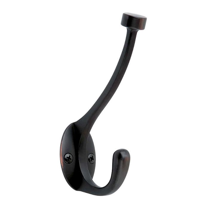 Amerock Adare Double Prong Coat and Hat Hook 5-1/2" (140mm) Long Oil Rubbed Bronze, H55465ORB