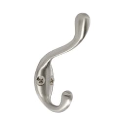 3-5/16" x 3-1/4" Medium Coat/Hat Hook, Satin Nickel Finish