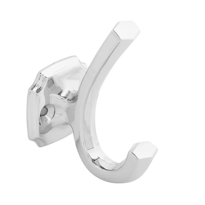 PRO LUXE Double Prong Coat and Hat Hook 3-1/2" (89mm) Long Chrome, SZ135CH