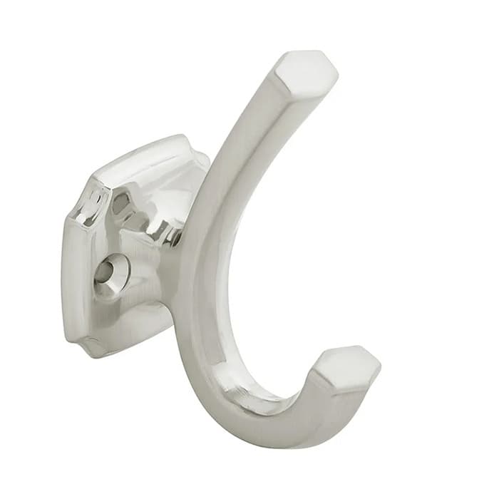 PRO LUXE Double Prong Coat and Hat Hook 3-1/2" (89mm) Long Satin Nickel, SZ135SN
