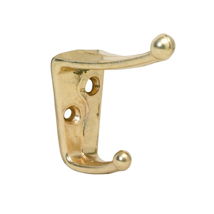 Ives Double Prong Coat and Hat Hook 1-1/2" (38mm) Tall Bright Nickel, 044074120721