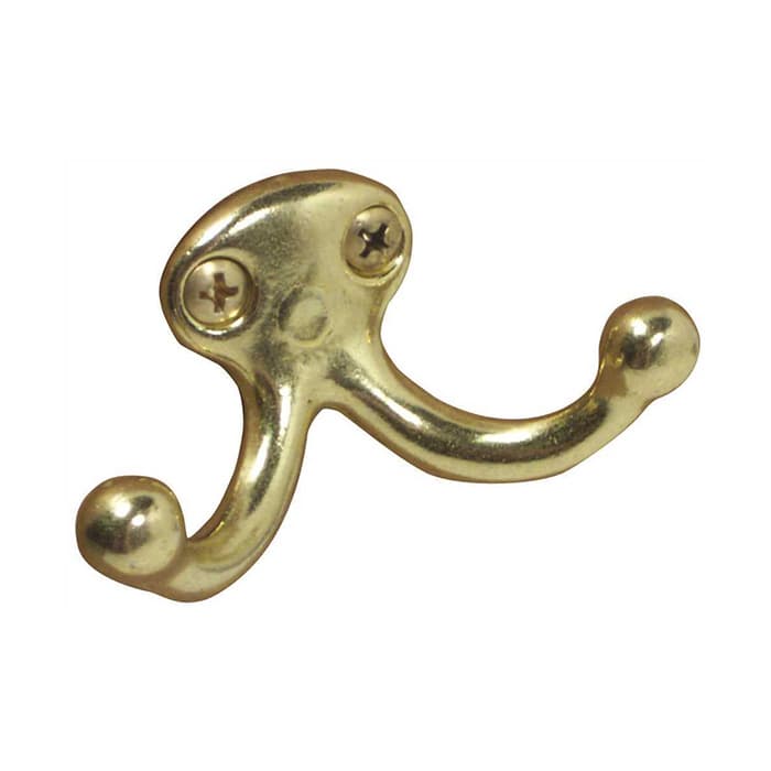 Wardrobe Hooks Double Prong, Aluminum Clear Coated