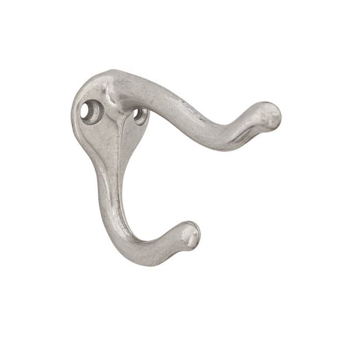 Ives Double Prong Coat and Hat Hook 1-3/4" (44mm) Tall Aluminum, 044074134247