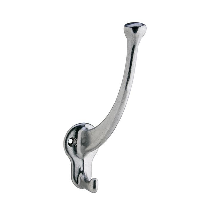 Ives Double Prong Coat and Hat Hook 5-3/4" (146mm) Tall Bright Brass, 044074074956